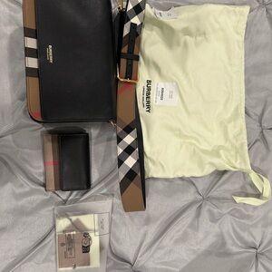 Burberry Black and Brown Crossbody Bag with Wallet